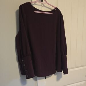 SHEIN Deep Purple Blouse with Buttoned Sleeves